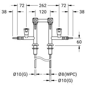 m_7440403560_a_bl1.pdf Maßzeichnung NOVALAB Labor Mehrmedien-Doppelstandstandsäule für Wasser (WPC) und Erdgas (G) oder Propan (C3H8) mit Verschlusskupplung und Stecktülle (G/C3H8) Anschluss Ø8 mm (WPC), Ø10 (G/C3H8), Artikelnummer: 74 4040 35 60