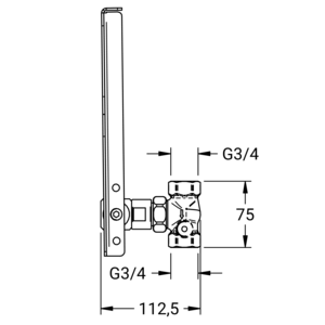m_8710080446_a_bl2.pdf Maßzeichnung Kipphendelventiel 2x G3/4 met peddel voor verticale installatie, Artikelnummer: 87 1008 04 46