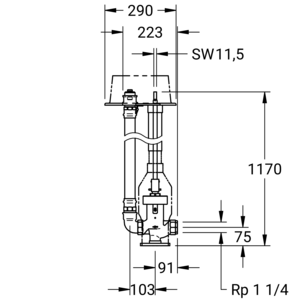 m_80506450_a_bl1.pdf Maßzeichnung Einzelhydrant-Set DN 32, Artikelnummer: 80 5064 50