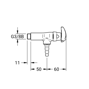 m_7001321336_b_bl2.pdf Maßzeichnung NOVALAB laboratoriumkraan haaks voor waterbemonstering (WPC), aansluiting G3/8", Artikelnummer: 70 0132 13 36