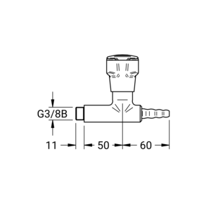 m_7707151553_a_bl2.pdf Maßzeichnung NOVALAB laboratoriumkraan voor perslucht (CA) vaste slangtule, aanlsuiting G3/8", Artikelnummer: 77 0715 15 53