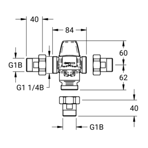m_8734000091_a_bl1.pdf Maßzeichnung NOVALAB Mischautomat für Körperduschen Temperaturbereich 22-28°C, Artikelnummer: 87 3400 00 91