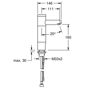 m_50300000_c_bl2.pdf Maßzeichnung NOVALAB optoelektronisches Standventil fester Auslauf (WPC/WPH), Artikelnummer: 50 3000 00