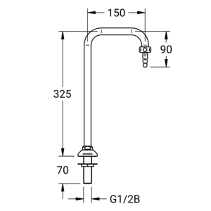 m_7004012500_b_bl2.pdf Maßzeichnung NOVALAB Standrohr, fester Auslauf für Wasser Anschluss G1/2B, Artikelnummer: 70 0401 25 00