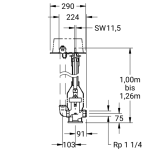 m_80206250_a_bl1.pdf Maßzeichnung Einzelhydrant - Garnitur DN 32 (Gartenhauptventil), Artikelnummer: 80 2062 50