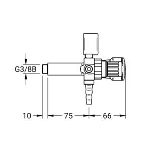 m_7202049555_a_bl2.pdf Maßzeichnung NOVALAB laboratoriumkraan haaks met drukregelaar en manometer voor technische gassen vaste slangtule, aansluiting G3/8", Artikelnummer: 72 0204 95 55