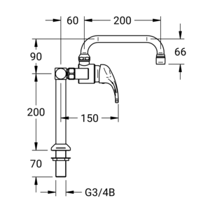 m_7023443537_b_bl2.pdf Maßzeichnung NOVALAB laboratorium éénhendel bladmengkraan, draaibare U-uitloop voor water (WPC/WPH), aansluiting G3/4", Artikelnummer: 70 2344 35 37