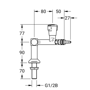 m_7899152535_a_bl2.pdf Maßzeichnung NOVALAB Labor Standsäule für brennbare Gase mit Verschlusskupplung mit Stecktülle Anschluss G1/2B, Artikelnummer: 78 9915 25 35