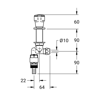 m_7012082536_a_bl1.pdf Maßzeichnung NOVALAB laboratorium stopkraan voor water (WPC, WPH), aansluiting Ø10 mm, Artikelnummer: 70 1208 25 36