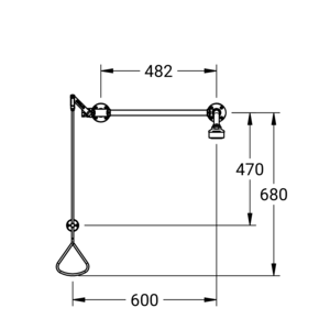 m_70173035_b_links_bl1.pdf Maßzeichnung NOVALAB Notdusche mit Kugelhahn und Zugstangenbetätigung, für Aufputzmontage, Wasseranschluss rechts/links neben der Tür, Artikelnummer: 70 1730 35