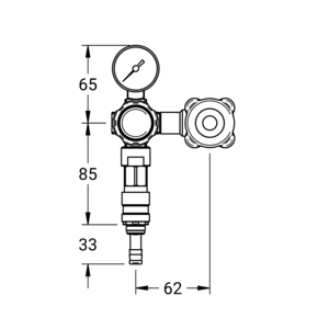 m_7202061555_a_bl1.pdf Maßzeichnung NOVALAB laboratoruimkraan haaks met drukregelaar en manometer voor techniche gassen snelkoppeling met insteekslangtule, aansluiting G3/8", Artikelnummer: 72 0206 15 55
