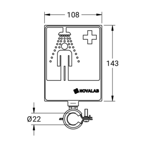 m_8710080242_a_bl1.pdf Maßzeichnung NOVALAB- veiligheidssymbool „Nooddouche“ voor montage aan wandarmen, Artikelnummer: 87 1008 02 42