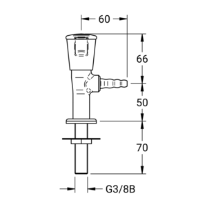 m_7808521535_b_bl2.pdf Maßzeichnung NOVALAB Labor Scheibeneckhahn für brennbare Gase mit festen Schlauchtüllen Anschluss G3/8B, Artikelnummer: 78 0852 15 35