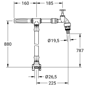 m_80221131_b_bl2.pdf Maßzeichnung Afnameventiel, roestvrij staal, 1x tapkraan, Artikelnummer: 80 2211 31